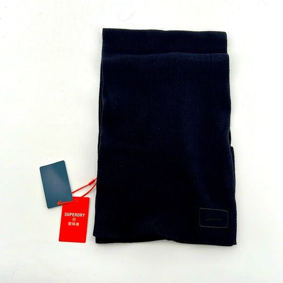 Superdry Vintage Logo Scarf - Eclipse Navy Grit - One Size - NWT - Picture 1 of 6
